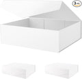 PACKHOME 17x14.5x5.5 Inches, 3 Extra Large Gift Boxes with Lids, Magnetic Closure Boxes for Clothes and Large Gifts (Matte White with Grain Texture)