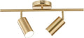 KCO Lighting Modern 2-Light Gold Track Lighting Fixture Flush Mount Brushed Brass Track Lights Kit Mid Century Industrial Adjustable Ceiling Spot Lights Indoor for Kitchen Island (2-Light)