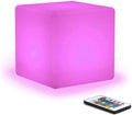 16-inch Rechargeable LED Cube Chair Light w/Remote, Waterproof RGB Color Changing Seat Stool Side Table, Ideal Home Bedroom Patio Pool Party Accent Ambient Decorative Lighting