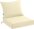 Outdoor Seat Cushion Set 24 x 24 x 4 Inch, Waterproof & Fade Resistant Patio Furniture Cushions with Removable Cover and Ties, Thick Deep Seating Pads for Outside Chair Sofa Couch, Yellow