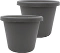 The HC Companies Classic Round Plastic Plant Pot w/Rolled Rim - Lightweight & UV Resistant Flower Pot for Herbs & More - Outdoor & Indoor Plant Pots w/Drainage (20 inch Warm Gray, Pack of 2)
