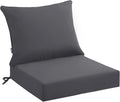 Outdoor Seat Cushion Set 22 x 24 x 4 Inch, Waterproof & Fade Resistant Patio Furniture Cushions with Removable Cover and Ties, Thick Deep Seating Pads for Outside Chair Sofa Couch, Grey