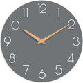 Wall Clock, 16 Inch Wooden Battery Operated Wall Clocks Silent Non-Ticking, Decorative Gray Clock for Living Room, Bedroom, Kitchen, Home, Office, School, Hotel