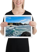 Bodega Bay Coastal Wall Art – Framed Ocean Photography Print – California Nature Landscape Poster – Seascape Decor for Living Room or Bedroom (11x14 inches) - Wooden Framed (White)