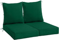 Sundale Outdoor Olefin Deep Seat Cushion Set of 2, Patio Chair Cushion and Pillow, Water-Resistant Sectional Sofa Pad with Straps Dark Green, 23 x 26 x 4 Inches