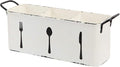 NIKKY HOME Farmhouse Utensil Holder for Countertop, Flatware Cutlery Caddy Silverware Holder Spoons Knives Forks Organizer Kitchen Decor - Distressed White