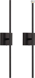KDG Cordless Wall Sconces Set of 2, Wireless 7000mAh Rechargeable Battery Operated LED Wall Lamps with Remote, 360° Rotate Lightings for Wall Painting, Bedroom, Hallway, Night Light 23.6 inch (Black)