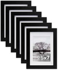 Egofine 5x7 Picture Frames 6 PCS - Made of Solid Wood Covered by Plexiglass Matted for 4x6 and 3.5x5 for Table Top Display and Wall Mounting photo frame Black