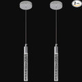 Modern Kitchen Island Pendant Light Dimmable LED Chrome Finish Mini Crystal Pendant Lighting Bedroom Bedside Table Small Pendant Lights(2-Pack)