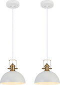 12 Inch Pendant Lights for Kitchen Island Matte White Farmhouse Pendant Light fixtures Adjustable Height Dome Hanging Light for Dinning Room Bedroom Hallway,2 Packs