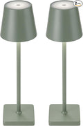 2 Pack Rechargeable Cordless Table Lamps, 5200mAh Battery Touch Table Light, Aluminum Shell Stepless Dimmable Portable LED Desk Lamp for Dinner/Restaurant/Outdoor Green