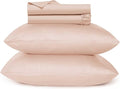 URBANHUT Egyptian Cotton Twin Sheets, 4Pc Set - Soft Luxury Sateen Weave Hotel Sheets, 14'' Deep Pocket - Blush