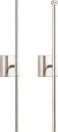 KDG Cordless Wall Sconces Set of 2, Wireless 7000mAh Rechargeable Battery Operated LED Wall Lamps with Remote, 360° Rotate Lightings for Wall Painting, Bedroom, Hallway, Night Light 23.6 inch (Nickel)