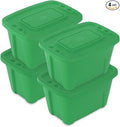 Storage Totes with Lids - Made in USA 18-Gallon (72-Quart) 4-Pack storage bins with lids plastic storage containers large storage boxes for Organizer Green/Green