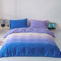 CLOTHKNOW Blue Purple Comforter Set California King Gradient Blue Bedding Comforter Sets Cal King Purple White Bed Comforter Soft