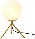 BOKT Mid Century Modern Table Lamp - Gold Glass Globe Desk Reading Lamp - Contemporary Minimalist Brushed Brass Bedside Desk Nightstand Industrial Vintage Bedside Table Light