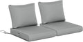 BPS 24x24 Inch Deep Seat Outdoor Cushions Set of 2, Gray Fade-Resistant and Water-Resistant Patio Chair Cushions for Wicker Chairs, Sofas, Love Seats