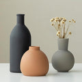 Modern Ceramic Vase Set of 3, Decorative Flower Vases for Home, Multicolor Pottery Vases for Living Room, Kitchen, Bedroom, Shelf, Rustic Farmhouse (Black Mix)