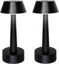 UMEXUS 2 Pack Rechargeable Small Cordless Table Lamp, LED Battery Operated Touch 3 Color Dimming Bedside Nightstand Desk Lamps Metal Portable Night Lights for Bedroom Bar Restaurant Outdoor Black