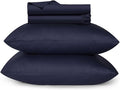 URBANHUT 700 Thread Count Twin Size Egyptian Cotton Sheets, 4Pc Sheet Set Soft Luxury Bed Sheets for Twin Size Bed, Sateen Weave Hotel Sheets, 14'' Elasticized Deep Pocket - Navy Blue
