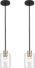 Black Brass Pendant Lights Kitchen Island - Clear Glass Pendant Light Fixture Multiple Stems Rods 3 Units 12 Inch 3 Units 4 Inch (2 Pack Black Brass Downrod)