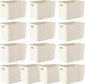 Zopeal Plastic Storage Bins 10 Pcs White Pantry Organizer Bins Small Baskets Storage Containers for Home Kitchen (14 x 10.5 x 9.5 Inch)