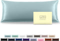 Silk Body Pillowcase Mulberry Silk Pillow Cases with Zipper Soft Breathable Smooth Cooling 20x54 inches Pillowcase for Sleep (Blue Haze,20
