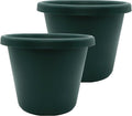 The HC Companies Classic Round Plastic Plant Pot w/Rolled Rim - Lightweight & UV Resistant Flower Pot for Herbs & More - Outdoor & Indoor Plant Pots w/Drainage (20 inch Evergreen, Pack of 2)