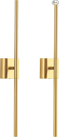 KDG Cordless Wall Sconces Set of 2, Wireless 7000mAh Rechargeable Battery Operated LED Wall Lamps with Remote, 360° Rotate Lightings for Wall Painting, Bedroom, Hallway, Night Light 31.5 inch (Gold)