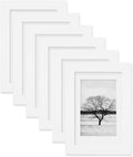 Egofine 4x6 Picture Frames Set of 6 - Made of Solid Wood Covered by Plexiglass for Table Top Display and Wall Mounting photo frame White