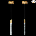 Modern Kitchen Island Pendant Light Dimmable LED Gold Brass Finish Mini Crystal Pendant Lighting Bedroom Bedside Table Small Pendant Lights(2-Pack )