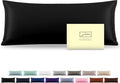 Silk Body Pillowcase Mulberry Silk Pillow Cases with Zipper Soft Breathable Smooth Cooling 20x54 inches Pillowcase for Sleep (Black,20