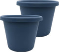 The HC Companies Classic Round Plastic Plant Pot w/Rolled Rim - Lightweight & UV Resistant Flower Pot for Herbs & More - Outdoor & Indoor Plant Pots w/Drainage (17 inch Slate Blue, Pack of 2)