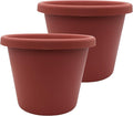The HC Companies Classic Round Plastic Plant Pot w/Rolled Rim - Lightweight & UV Resistant Flower Pot for Herbs & More - Outdoor & Indoor Plant Pots w/Drainage (14 inch Clay, Pack of 2)