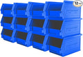 Plastic Storage Bins, Hanging, Stackable, Storage Organizer Bin for Warehouses, Workshops 9-Inch x 5-Inch x 5-Inch, Blue, 12-Pack