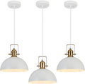 12 Inch Pendant Lights for Kitchen Island Matte White Farmhouse Pendant Light fixtures Adjustable Height Dome Hanging Light for Dinning Room Bedroom Hallway,3 Packs