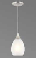 Glassland Pendant Lighting, 1 Light Mini Pendant Light in Brushed Nickel with Cracked Frosted Glass Shade, ETL Listed.