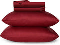 URBANHUT 700 Thread Count Egyptian Cotton Twin Sheets, 4Pc Sheet Set Soft Luxury Bed Sheets for Twin Size Bed, Sateen Weave Hotel Sheets, 14'' Elasticized Deep Pocket - Burgundy