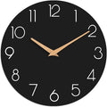 Wall Clock, 14 Inch Wooden Silent Non-Ticking, Decorative Battery Operated Wall Clocks for Bedroom, Kitchen, Home, Living Room, Office, School, Hotel (Black)