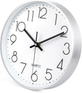 jomparis Silver Wall Clock 13.5 Inch Battery Operated Silent & Non-Ticking Wall Clock