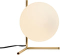 BOKT Mid Century Modern Brass Table Lamp Contemporary Gold Glass Globe Desk Lamp Vintage Bedroom Bedside Reading Lamp Golden Metal Nightstand Lamp for Office Study Room