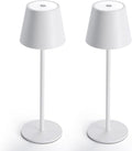 Maksone 2 Pack LED Cordless Table Lamp, 6600mWh Rechargeable Battery Desk Lamp, 3000K Stepless Dimming Night Light, IP54 Waterproof Metal Outdoor Portable Lamp for Camping, Restaurant (White)