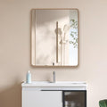 Gold 24x32 Inch Metal Framed Mirror for Wall, Large Rounded Rectangle Mirror, Anti-Rust, Tempered Glass, Hangs Horizontally or Vertically
