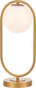 Bedside Table Lamp Modern Brass Desk Lamp with Glass Globe Mid-Centruy Table Light for Bedroom Living Room Home Office
