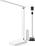 LED Desk Lamp for Home Office, 3 Levels Dimmable Desk Light with USB Charging Port, Small Study Lamp, Reading Light for Table, White, 5000K