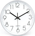 jomparis 10 Inch Silver Wall Clock Battery Operated Silent & Non-Ticking Wall Clock for Home Office Bathroom