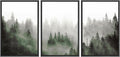 SIGNWIN Framed Canvas Print Wall Art Woodland Nursery Decor Set Fog & Mist Over Green Pine Tree Forest Nature Wilderness Modern Art Chic Landscape for Living Room, Bedroom, Office - 16