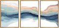 SIGNWIN Framed Canvas Print Wall Art Set Pastel Watercolor Teal Brown Paint Stroke Landscape Abstract Shapes Modern Art Decorative for Living Room, Bedroom, Office - 24