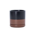 D'vine Dev 3.5 Inch Ceramic Planter Pot with Drainage Hole and Saucer, Indoor Cylinder Round Planter Pot, Black/Speckled Tan, 94-O-A-7