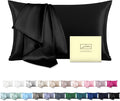 Mulberry Silk Pillowcase for Hair and Skin Pillow Case with Hidden Zipper Soft Breathable Smooth Cooling Silk Pillow Covers for Sleeping (Black, King(20